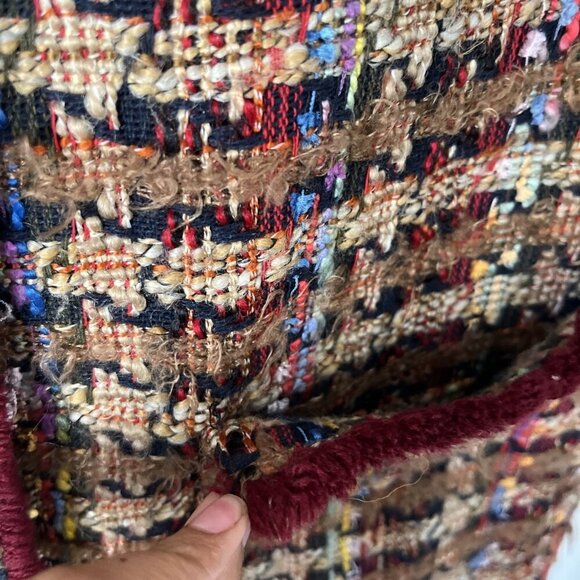 Anthropologie ett:twa Women’s Sz XS Tan Tweed Blazer Jacket Multicolor Harlequin - Picture 6 of 8